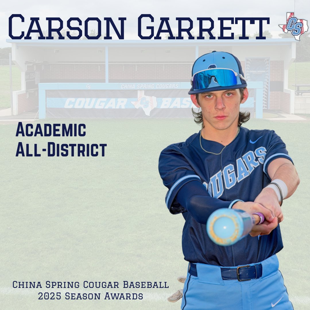 China Spring High School Baseball (@cscougbaseball) on Twitter photo Congrats on a Great Season Carson Garrett!
#GoCougs
<a href="/4ATxHsBaseball/">4ATxHsBaseball</a> <a href="/CoryBeckham5/">Cory Beckham</a> <a href="/Mikeyv323/">Michael Villarreal 🏈🏀⚾</a> <a href="/CoachLessman44/">Josh Lessman</a> <a href="/KWKTFOX44/">KWKT FOX 44</a> <a href="/kwtxsports/">KWTX Sports</a> <a href="/25SportsKXXV/">25 Sports</a> <a href="/WacoTribSports/">WacoTrib Sports Dept</a> <a href="/6NewsCTX/">KCENNews</a> <a href="/cscougarsports/">China Spring Athletic Booster Club</a> <a href="/sydney_wicker/">syd</a> <a href="/parker_rehm/">Parker Rehm</a> <a href="/chadvautherine/">Chad Vautherine</a> <a href="/ShahjiAdam/">Shahji Adam</a> <a href="/Cayden_Cox05/">Cayden Cox</a> Congrats on a Great Season Carson Garrett!
#GoCougs
<a href="/4ATxHsBaseball/">4ATxHsBaseball</a> <a href="/CoryBeckham5/">Cory Beckham</a> <a href="/Mikeyv323/">Michael Villarreal 🏈🏀⚾</a> <a href="/CoachLessman44/">Josh Lessman</a> <a href="/KWKTFOX44/">KWKT FOX 44</a> <a href="/kwtxsports/">KWTX Sports</a> <a href="/25SportsKXXV/">25 Sports</a> <a href="/WacoTribSports/">WacoTrib Sports Dept</a> <a href="/6NewsCTX/">KCENNews</a> <a href="/cscougarsports/">China Spring Athletic Booster Club</a> <a href="/sydney_wicker/">syd</a> <a href="/parker_rehm/">Parker Rehm</a> <a href="/chadvautherine/">Chad Vautherine</a> <a href="/ShahjiAdam/">Shahji Adam</a> <a href="/Cayden_Cox05/">Cayden Cox</a>