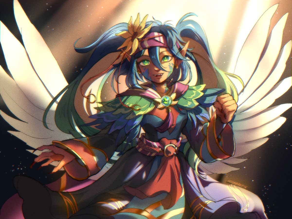 i colored in a cyra sketch graciously drawn for me by <a href="/wishbaneart/">rose 🌸</a> 🌻