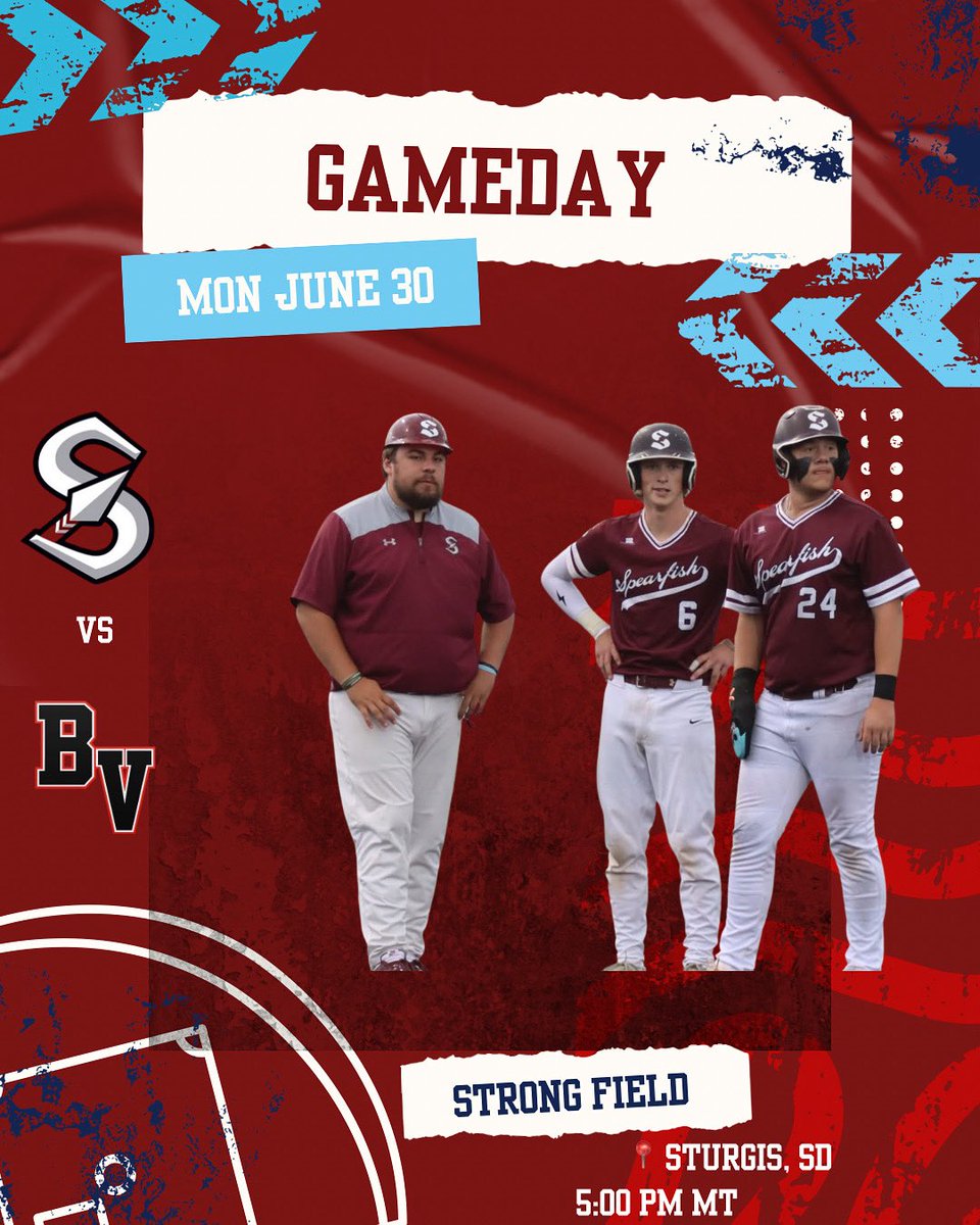 Come make the trip to Sturgis with our Senior Legion to watch them take on Brandon Valley!

🆚: Brandon Valley
📍: Sturgis, SD
🏟️: Strong Field
🕰️: 5:00pm MT
🔗: web.gc.com/teams/IVhRtvn5…
📺: youtube.com/@KDSJ-TV/strea…

<a href="/GetGameChanger/">GameChanger</a> 
<a href="/PBDakotas/">Prep Baseball Dakotas</a>