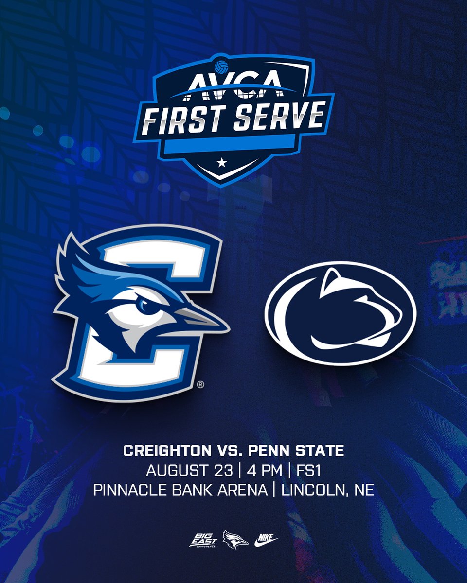 CreightonVB's tweet image. Mark your calendars! 📅
Our opening match against Penn State is on August 23 at 4pm on @FS1.
📰 gocreighton.com/news/2025/6/30…
#GoJays