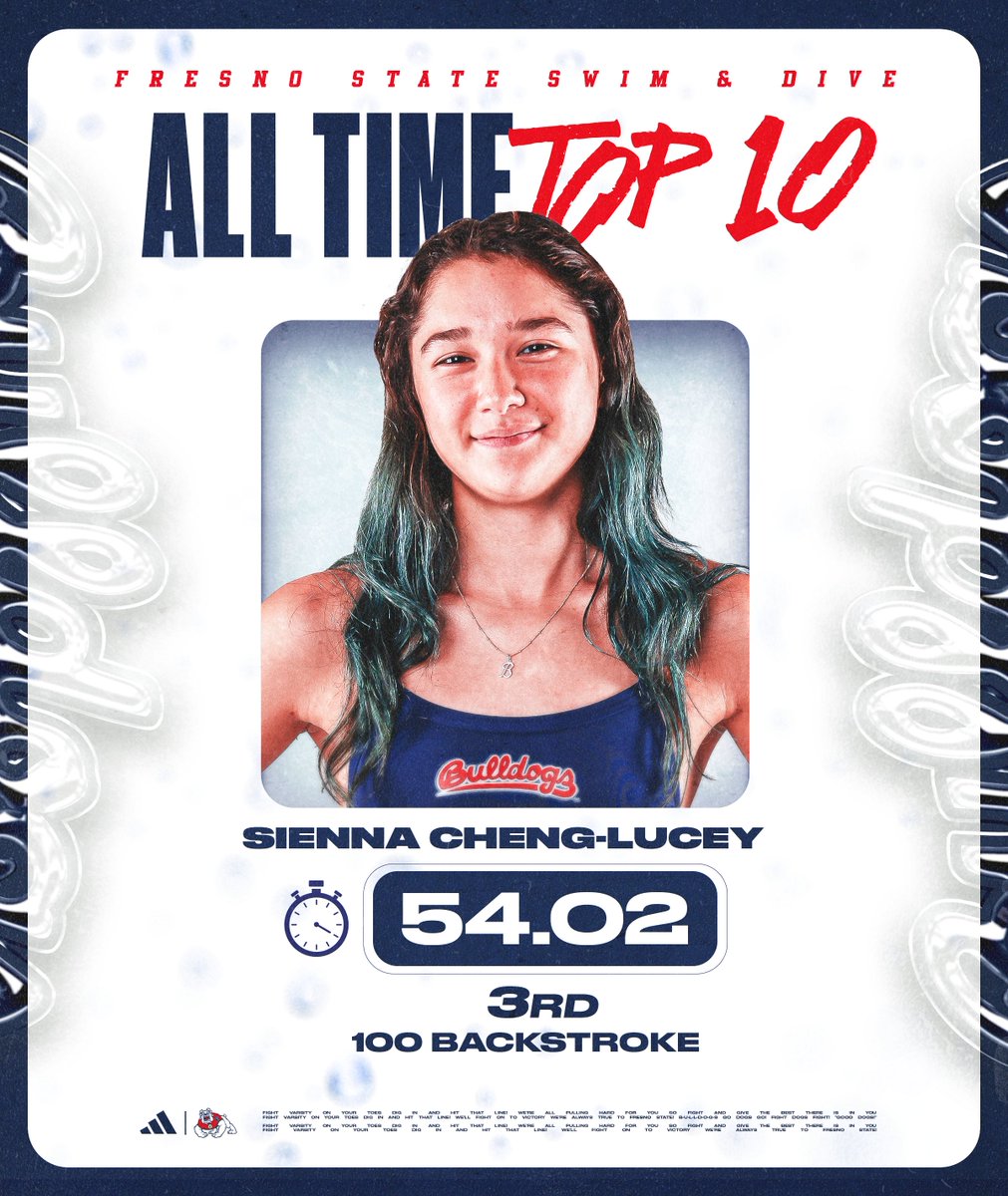 FresnoStateSwim's tweet image. That's one way to start your collegiate career 🗣️
Sienna Cheng-Lucey takes two spots in the programs all-time top 🔟 in the backstroke events!