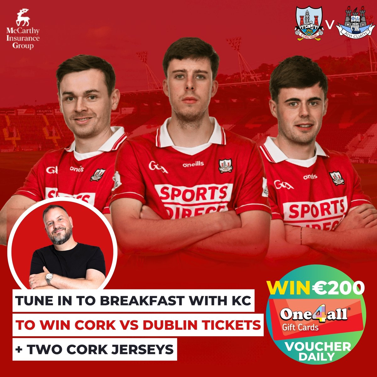 Tune in this to week to Breakfast with KC to WIN A PAIR OF TICKETS + PLUS TWO CORK JERSEYS as we get behind the Rebels with McCarthy Insurance Group 🙌

Plus a daily €200 OneForAll voucher to be won every morning