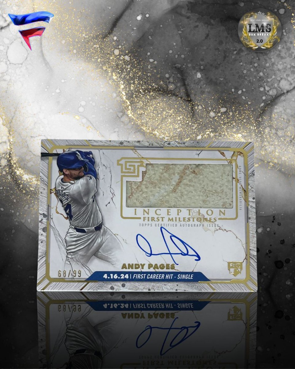 BoxLms's tweet image. ✨ HISTORY INKED! ✨
Topps Inception – First Milestones
🔹 Andy Pages RC Auto Patch
🔹 Serial #: 68/99
📅 4.16.24 – First Career Hit: Single

A true rookie moment sealed in cardboard glory.
🔥 A must-have for any Dodgers collector!

#AndyPages #ToppsInception #RookieAuto