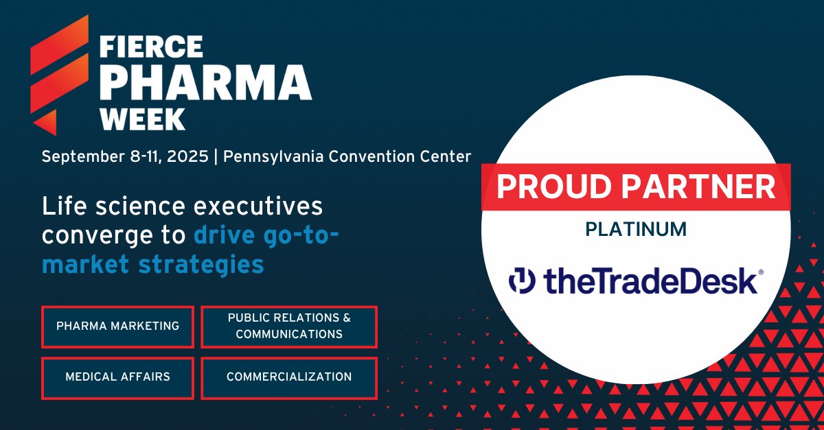 Please join us in welcoming <a href="/TheTradeDesk/">The Trade Desk</a> as a Platinum partner of #FiercePharmaWeek2025.

From September 8–11, Philadelphia will host one of the most impactful gatherings, uniting pharma professionals across fields.

Explore what’s ahead » loom.ly/XbwEBIA