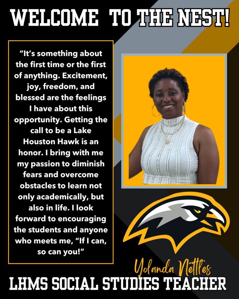 Please give a warm LHMS welcome to our Social Studies Teacher, Ms. Nettles! #LHMSHawks