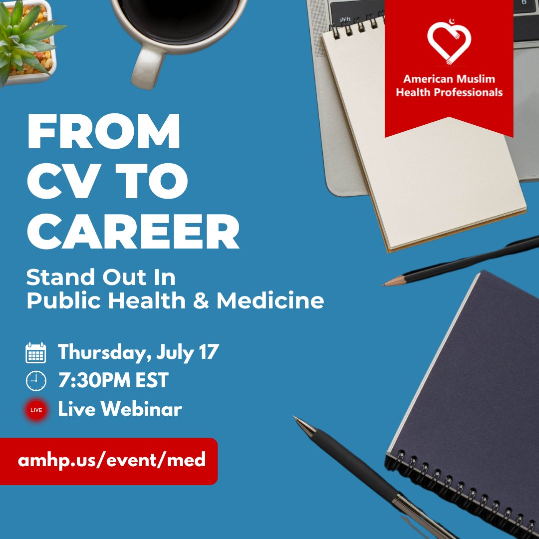 🚀 Ready to Launch Your Health Career?

Learn from experts how to build your professional brand &amp; stand out in the competitive field!

🗓️ Thursday, 7/17 
🕒 7:30PM EST

👩‍⚕️ Perfect for students, grads &amp; early-career ready to take the ⏭️ step.

👉 Register: amhp.us/event/med