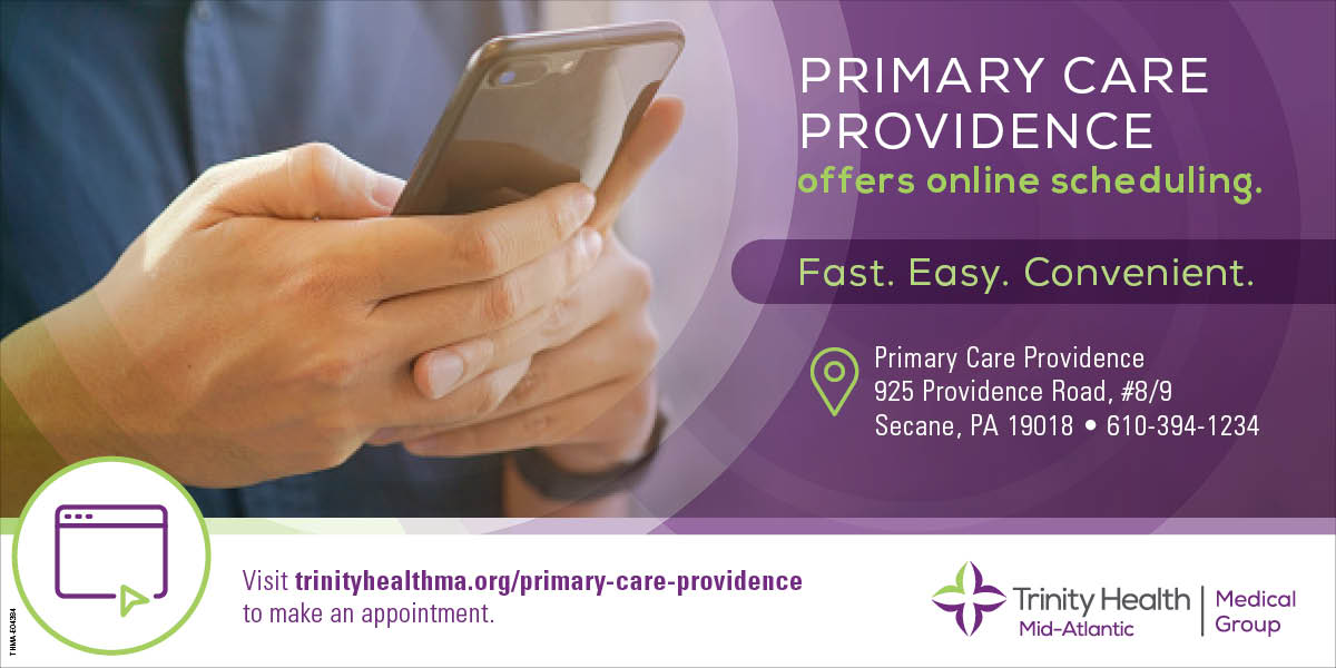You can schedule an appointment online with a Trinity Health Mid-Atlantic Medical Group provider at our Primary Care Providence practice.
 
Online scheduling is Fast, Easy and Convenient. Skip the phones. Make an appointment today! Click here: trinityhealthma.org/primary-care-p…