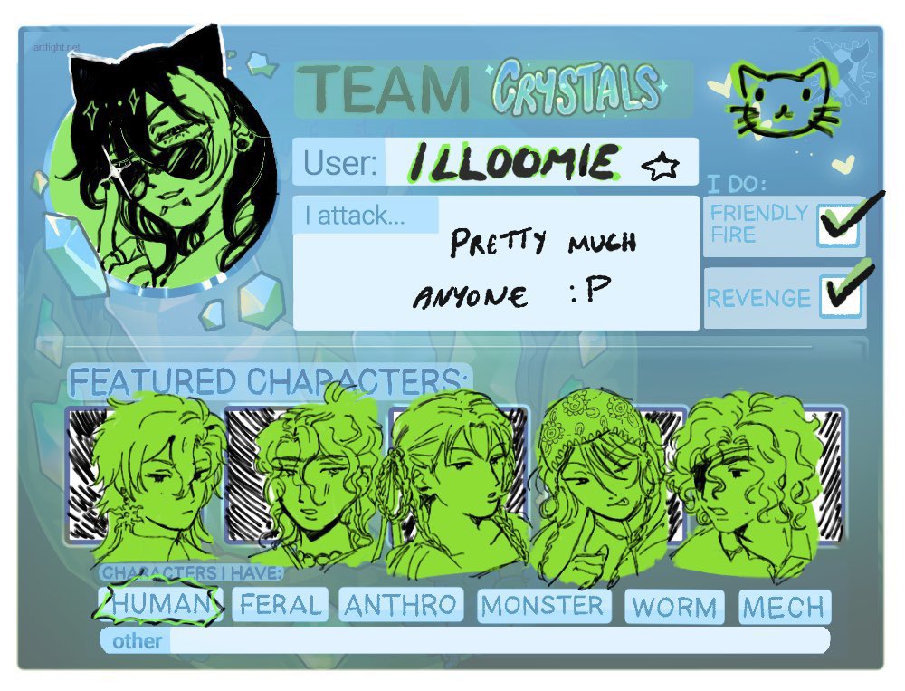 ill_00mie's tweet photo. #artfight2025 #TeamCrystals hey guys this is my artfight profile yawns https://t.co/M3RgYJC7iZ