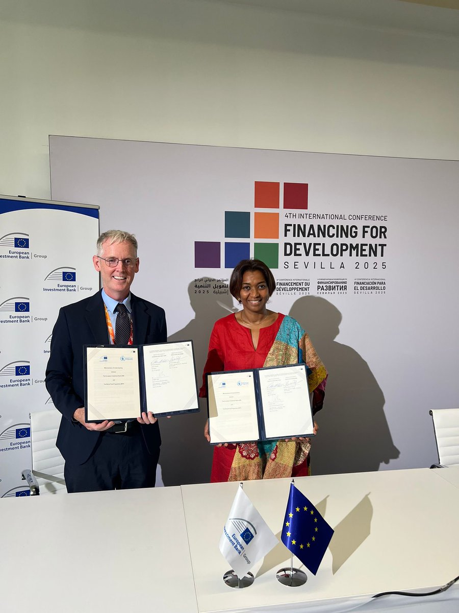 RaniabtBakhita's tweet image. At FFD4 in Seville, @EIB and @WFP signed an MoU to strengthen collaboration on food security, resilience & climate action. A vital step toward more impactful finance for development. #SDGs #PartnershipsForImpact #ZeroHunger
