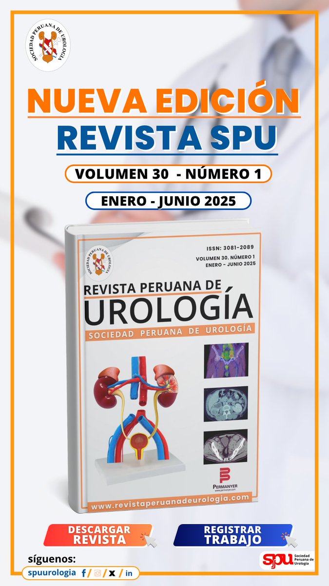 NUEVA EDICIÓN | REVISTA PERUANA DE UROLOGÍA
Volumen 30. Número 1
Enero - Junio 2025

📙 DESCARGAR REVISTA: cutt.ly/prTfZN91

✍🏻 ENVIAR TRABAJO cutt.ly/BrTfCwGj
👨🏻‍🏫 VIDEO TUTORIAL:  cutt.ly/0rTfVtMG