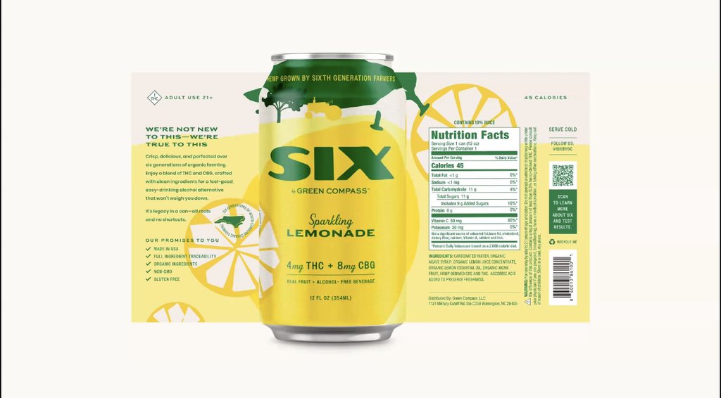 bobbi_ratliff's tweet photo. New from @GreenCompassCBD .. SIX! 🍋 A refreshing, CLEAN sparkling lemonade beverage with THC/CBG! 

Gluten free, GMO free, real juice, and grown in the same USDA certified organic soils as their other products! 🍋

https://t.co/NqSZWRgEQU #Hemp #greencompass https://t.co/eijyndrlMu