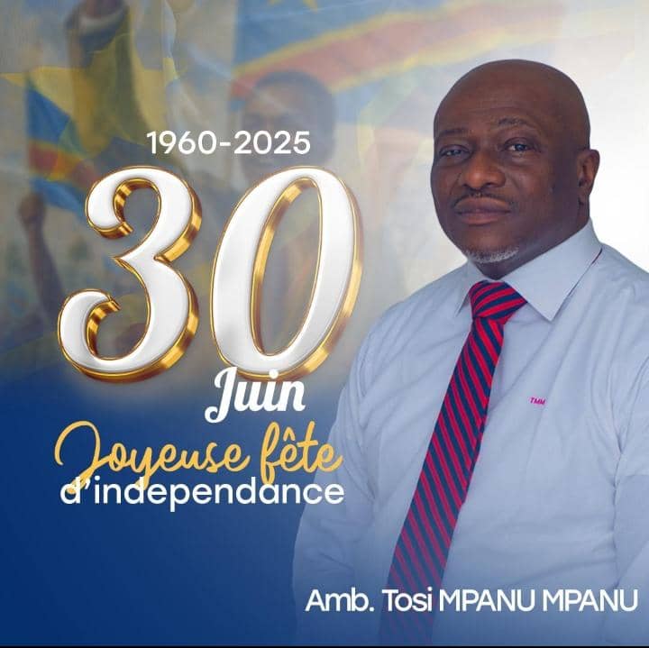En ce 30 juin, l'âme de la #RDC vibre de ses 65 ans de souveraineté ! 🇨🇩 L'écho solennel de "Debout Congolais" nous rappelle que notre indépendance est le fruit de sacrifices immenses, une promesse gravée dans le sang de nos martyrs.

 "Peuple ardent, par le labeur, nous bâtirons