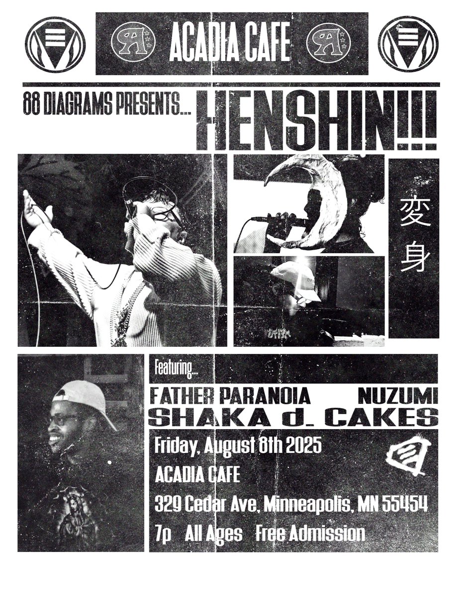 Meditatingjestr's tweet photo. NEW SHOW ANNOUNCED!!!!
FEATURING: @FATHERPARANOIA_ NUZUMI @shakaDcakes
HENSHIN!!!
#hiphopshow #hiphop #rapshow #mplshiphop #rap #undergroundhiphop https://t.co/TAr36yQjH7