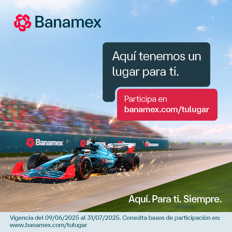 banamex's tweet photo. 😎 Siente la velocidad desde un lugar para Clientes Banamex en el México GP. 🏎️