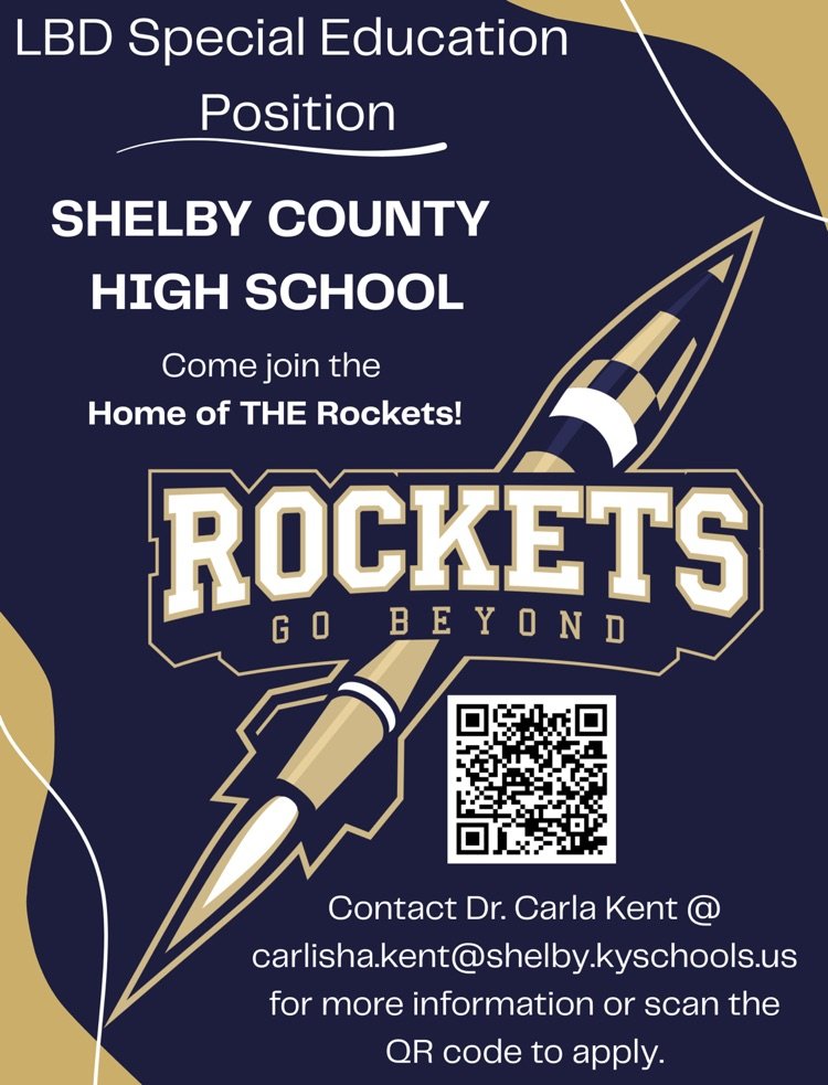 Join Shelby County High School as an LBD Special Education Teacher. Make an impact, support students, and help them thrive!

✅ KY Teacher Certification Required
📍 Apply now:  jobs.redroverk12.com/org/scpsky/ope…
#SCPSCareers #SpecialEducation #RocketsGoBeyond