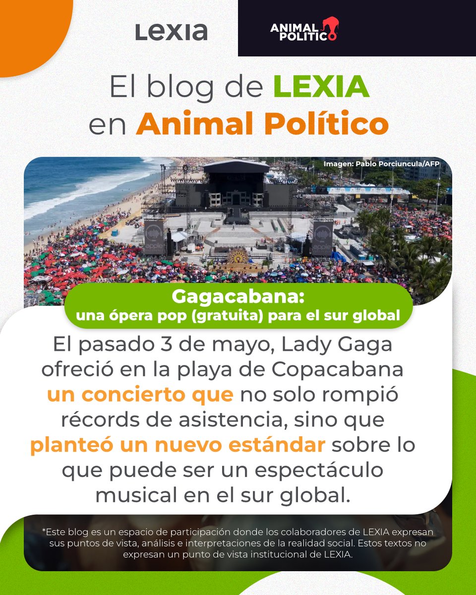 Gagacabana: una ópera pop (gratuita) para el sur global por Rafael Arriaga <a href="/racarrasco/">Rafael Arriaga</a> en <a href="/Pajaropolitico/">Animal Político</a>

Consulta el artículo en: ow.ly/P6gX50WizOZ