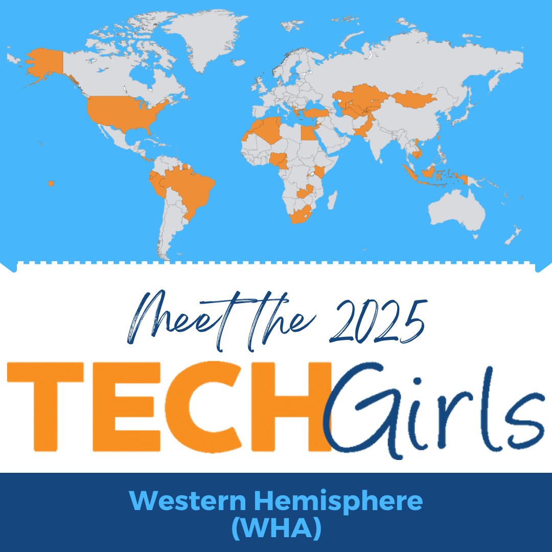 TechGirls's tweet image. Today we are introducing the #TechGirls from the Western Hemisphere! This year, the program is welcoming 18 young women from Brazil, Costa Rica, Ecuador, Panama, Peru, and Suriname. Share your excitement with them in the comments! 1/2

#TechGirlsGlobal #TechGirls2025 @ECAatState