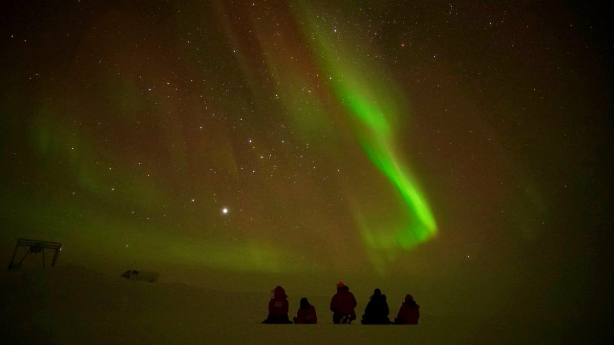 South Pole Telescope (@sptelescope) on Twitter photo Photo by Kevin Leung. SPT winterovers watching #aurora at the "End of the World", the unofficial end of the extent of the South Pole station infrastructure footprint. #southpole <a href="/NSF/">U.S. National Science Foundation</a> Photo by Kevin Leung. SPT winterovers watching #aurora at the "End of the World", the unofficial end of the extent of the South Pole station infrastructure footprint. #southpole <a href="/NSF/">U.S. National Science Foundation</a>