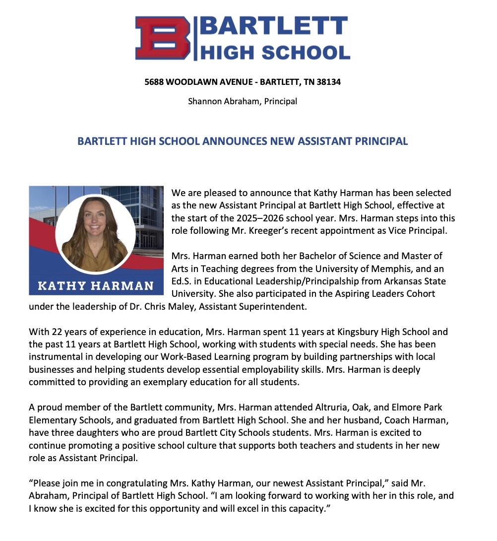 BartlettCitySchools (@bartlettschools) on Twitter photo More exciting news from Bartlett High School <a href="/high_bartlett/">Bartlett High School</a>. Congratulations to Mrs. Harman and the Bartlett HS community. #NoPlaceIdRatherB More exciting news from Bartlett High School <a href="/high_bartlett/">Bartlett High School</a>. Congratulations to Mrs. Harman and the Bartlett HS community. #NoPlaceIdRatherB