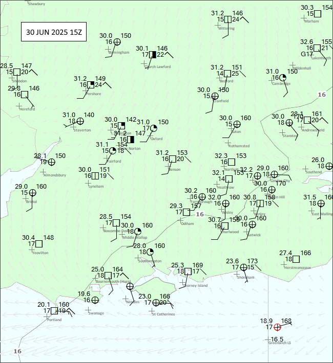 phil_layton's tweet photo. Great day down at #ShellBay with a cool breeze.
Hot in London (Heathrow 33.1c) and Guildford (Max 31.7c WDOTY)
EGHH 301850Z 17007KT CAVOK 25/18 Q1014
Hurn still at 25c having reached it at 1050Z
West Cliff: T 19.7c Max 21.8c https://t.co/oW1i3n4nsm