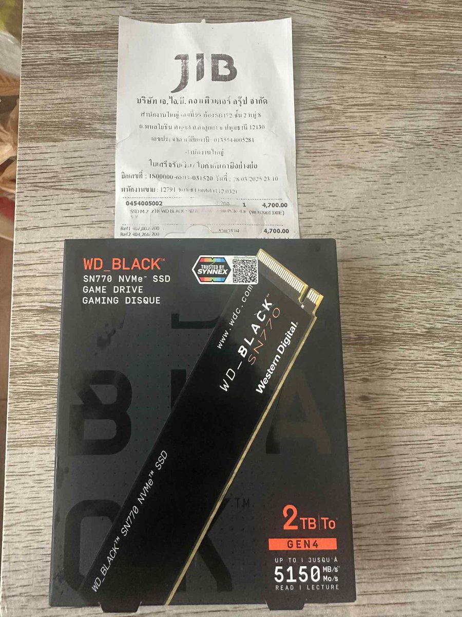 trousercs's tweet image. ขาย3700 WD_ BLACK SN770 Gen4 Ssd 2td ประกันเหลือ4ปี6เดือน อยู่ในซีลยังไม่ได้แกะ พร้อมใบเสร็จ
#SSDm2 #ssd2tb