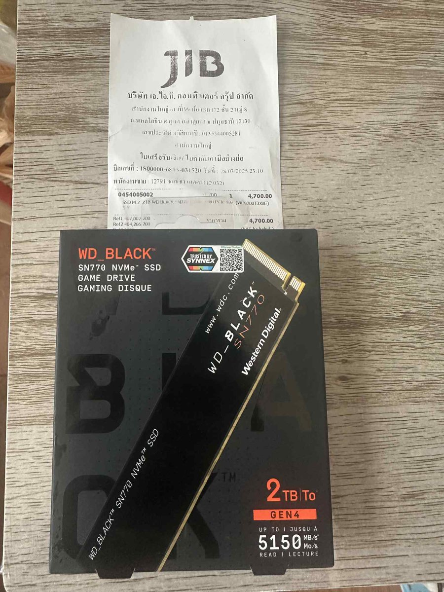 trousercs's tweet image. ขาย3700 WD_ BLACK SN770 Gen4 Ssd 2td ประกันเหลือ4ปี6เดือน อยู่ในซีลยังไม่ได้แกะ พร้อมใบเสร็จ
#SSDm2 #ssd2tb