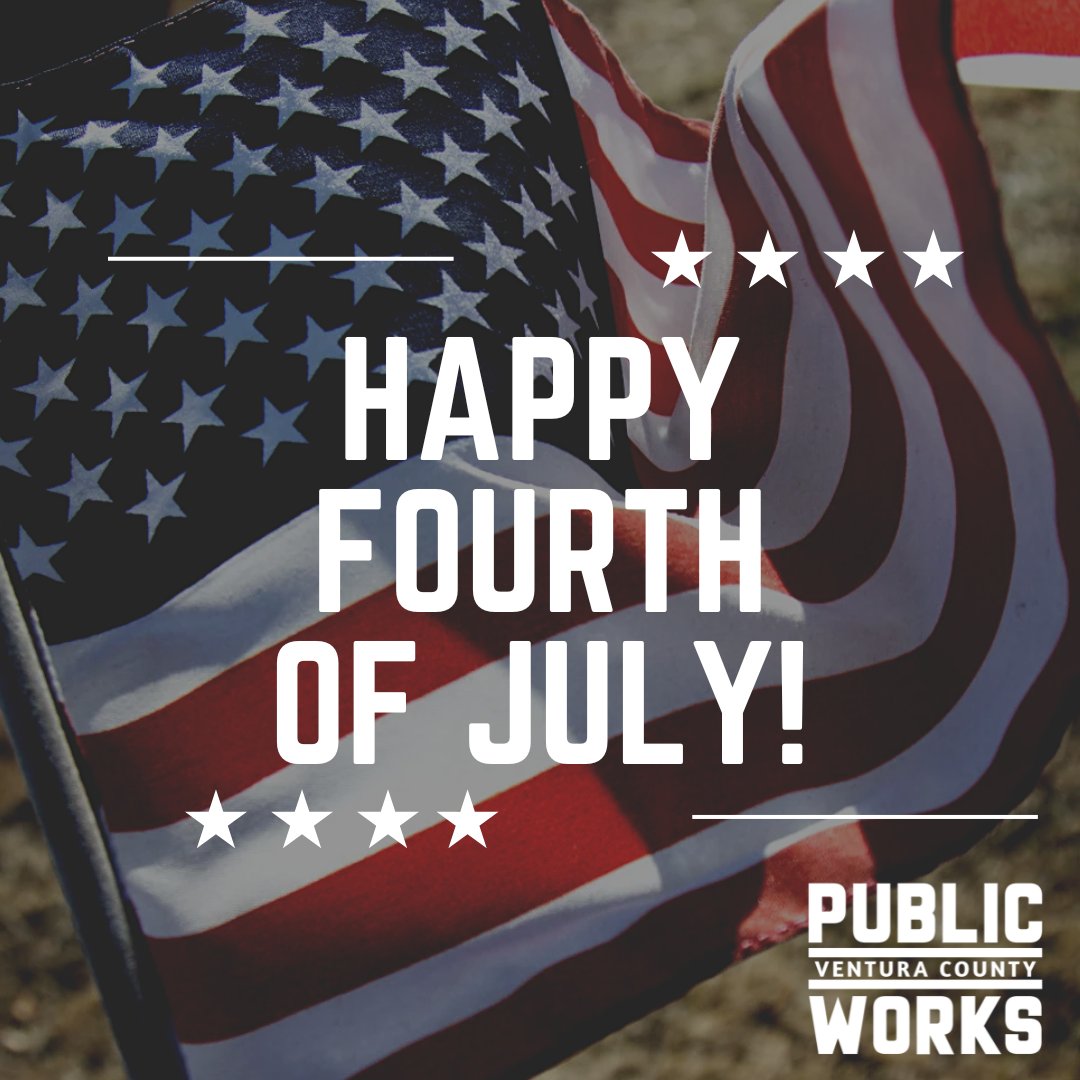 VCPublicWorks's tweet image. Happy Fourth of July from the VC Public Works Team!🎆
Just a reminder that all County offices will be closed Friday July 4th.
#IndependenceDay #redwhiteandblue #venturacounty