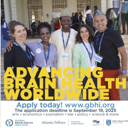 The Global Brain Health Institute invites mid-career pros to apply for the 12-month, fully funded #AtlanticFellows program at UCSF or Trinity. Drive change in #BrainHealth &amp; #Dementia equity! 

Deadline: Sept 19, 2025

Apply: wp.me/p23f03-fop

#GlobalHealth #Leadership