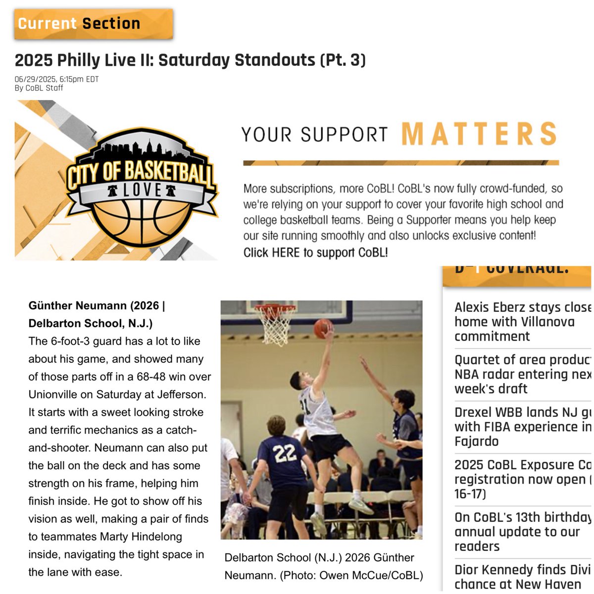 Günther Neumann (@guntherneumann5) on Twitter photo Grateful to have been selected as a top performer in the <a href="/PhillyHSLive/">Philly HS</a> showcase this past weekend by City Of Basketball Love <a href="/hooplove215/">CityofBasketballLove</a>
<a href="/Coach_CraneM/">Matt Crane</a> <a href="/DelbartonHoops/">Delbarton Basketball</a>
<a href="/njpanthersboys/">NJ Panthers Boys</a>
<a href="/TheHoopGroup/">Hoop Group</a> <a href="/HoopGroupAL/">Hoop Group Academic League (HGAL)</a>
<a href="/coachthurlow/">Ryan Thurlow</a> <a href="/purbasket1/">PURBASKET</a>
<a href="/will_louis0/">Will Louis</a> <a href="/brianpetro4/">Brian Petruzzelli</a> Grateful to have been selected as a top performer in the <a href="/PhillyHSLive/">Philly HS</a> showcase this past weekend by City Of Basketball Love <a href="/hooplove215/">CityofBasketballLove</a>
<a href="/Coach_CraneM/">Matt Crane</a> <a href="/DelbartonHoops/">Delbarton Basketball</a>
<a href="/njpanthersboys/">NJ Panthers Boys</a>
<a href="/TheHoopGroup/">Hoop Group</a> <a href="/HoopGroupAL/">Hoop Group Academic League (HGAL)</a>
<a href="/coachthurlow/">Ryan Thurlow</a> <a href="/purbasket1/">PURBASKET</a>
<a href="/will_louis0/">Will Louis</a> <a href="/brianpetro4/">Brian Petruzzelli</a>