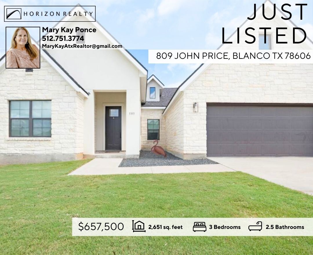 HorizonRealtyTX's tweet image. Horizon Agent, Mary Kay Ponce just listed this Hill Country charm in Rockin J Ranch! #justlisted #HorizonRealty #realestate #ListingAgent #RockinJRanch #forsale

See website: horizonrealtylistings.com/809-john-price
