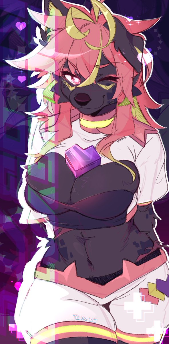 teni_10i's tweet image. Doggyato Kilobyte!🐶
A humble dog version fanart of @/KohiatoKilobyte 💜👾!
#kohiARTo