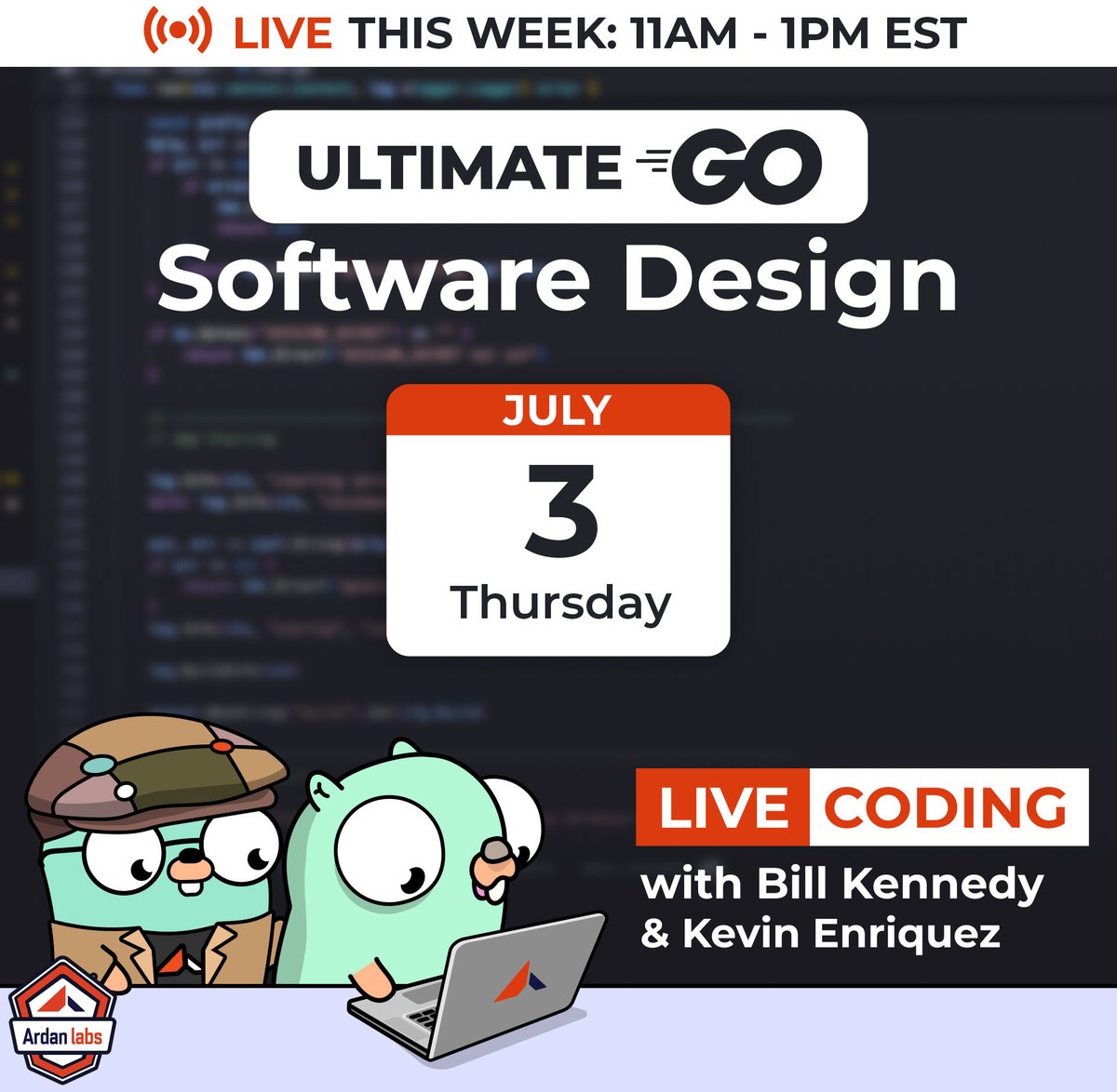ardanlabs's tweet image. Ult. Software Design LIVE Schedule📅

Join @goinggodotnet &amp;amp; @KEnriquez21 in this week&apos;s streams:

Thu. 7/03 from 11am - 1pm EST

Stay tuned 1hr before the LIVE show for the stream link!😎

📽️Rewatch the last 36 episodes here: bit.ly/3CShDOS

#golang #SoftwareDesignLive
