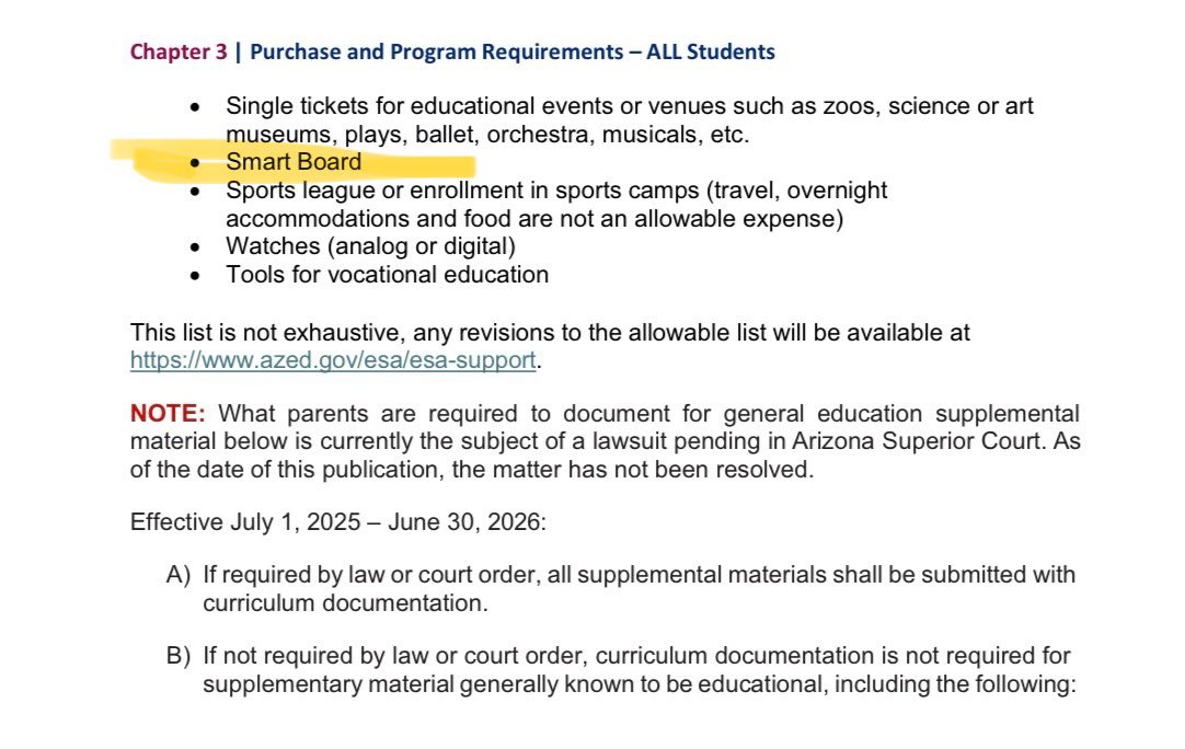 LIES Of Anti School Choice (@liesofsosaz) on Twitter photo Well <a href="/RealTomHorne/">SPI Tom Horne</a> and John Ward’s untrained ESA staff strike again — denying a SMART Board for a SPED student, calling it non-educational.
Page 23 of their own handbook says it’s allowed.
Great job, <a href="/AzBoardEd/">Az Board of Ed</a>, for rubber-stamping this disaster. Parents warned you. You ignored Well <a href="/RealTomHorne/">SPI Tom Horne</a> and John Ward’s untrained ESA staff strike again — denying a SMART Board for a SPED student, calling it non-educational.
Page 23 of their own handbook says it’s allowed.
Great job, <a href="/AzBoardEd/">Az Board of Ed</a>, for rubber-stamping this disaster. Parents warned you. You ignored