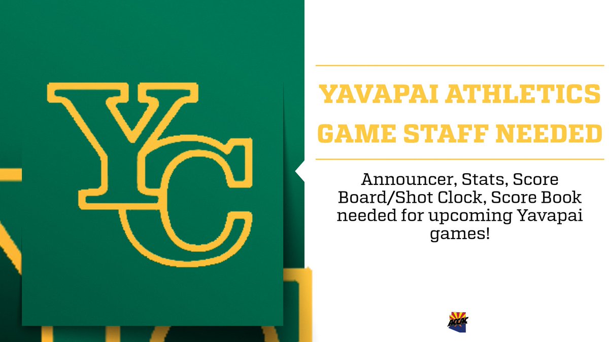 Roughrider Athletics (@oleruff6) on Twitter photo Yavapai Athletics Game Staff Needed!!
Please contact timothy.kneip@yc.edu. chelsey.lucas@yc.edu, and/or jackson.dicker@yc.edu if you or anyone else you know may show interest for Yavapai Athletics gameday positions!
#GoRiders Yavapai Athletics Game Staff Needed!!
Please contact timothy.kneip@yc.edu. chelsey.lucas@yc.edu, and/or jackson.dicker@yc.edu if you or anyone else you know may show interest for Yavapai Athletics gameday positions!
#GoRiders