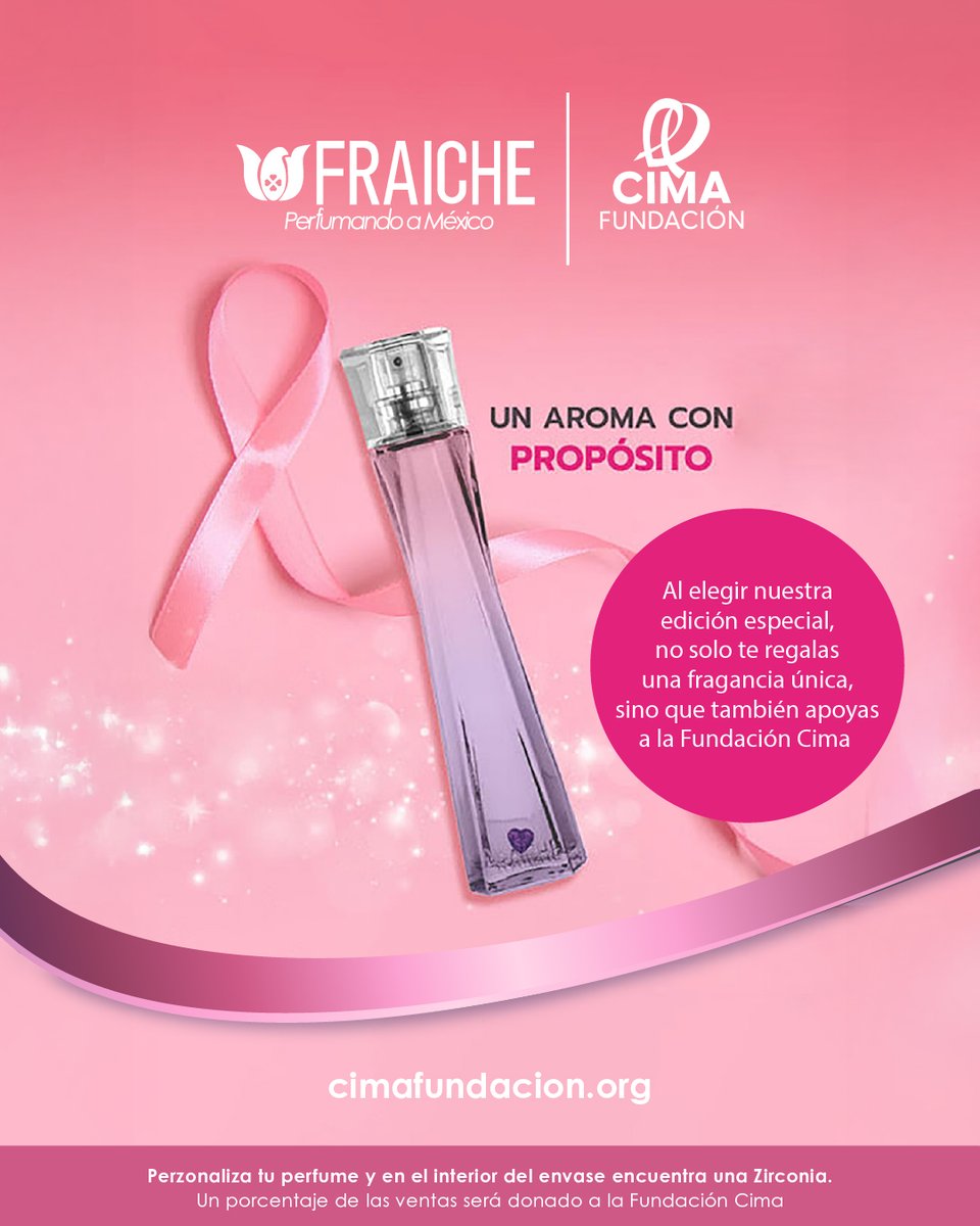Nueva colaboración Fraiche - CIMA 2025. Entra a fraiche.com.mx y elige tu perfume al mismo tiempo que ayudas a la Fundación. #Fraiche #FundaciónCIMA