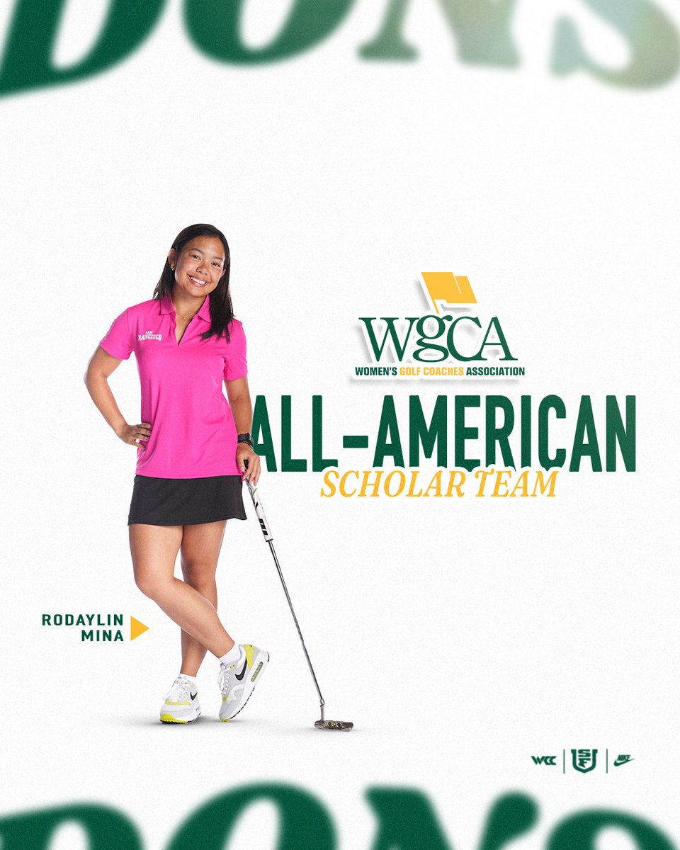 San Francisco Women’s Golf (@usfdonswgolf) on Twitter photo WGCA All-America Scholar Athletes 🤩
Riana Misson, Eva Pett, and Rodaylin Mina have been named to the <a href="/WGCAGOLF/">Women's Golf Coaches</a> All-American Scholar Team!
📰 Full Release: bit.ly/4kjeNSD
#USFDons | #WCCsports WGCA All-America Scholar Athletes 🤩
Riana Misson, Eva Pett, and Rodaylin Mina have been named to the <a href="/WGCAGOLF/">Women's Golf Coaches</a> All-American Scholar Team!
📰 Full Release: bit.ly/4kjeNSD
#USFDons | #WCCsports