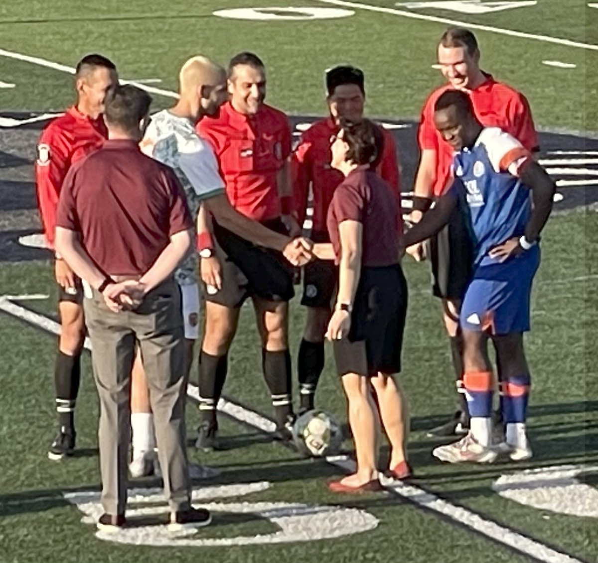 It was fun to once again toss the coin for the University of Redlands Night with Redlands FC sponsored by our own Town &amp; Gown.

It was an evening filled with amazing Bulldog spirit, and Buddy even sang the National Anthem!