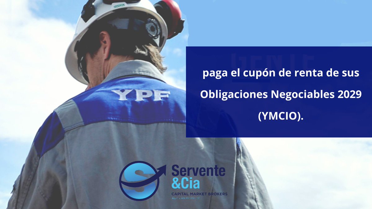 serventeycia's tweet image. #Inversores #Bolsa #Argentina #Aviso #Hoy #Pago #Títulos #Privados #Empresas #YPF #YMCIO #Obligaciones #Negociables #Dólares #Deuda #Privada #Cupones #Renta #Intereses #Dólar #Divisas #Tasas #BYMA #Servente #Capital #Markets #Brokers #Finanzas #Inversiones #Mercados