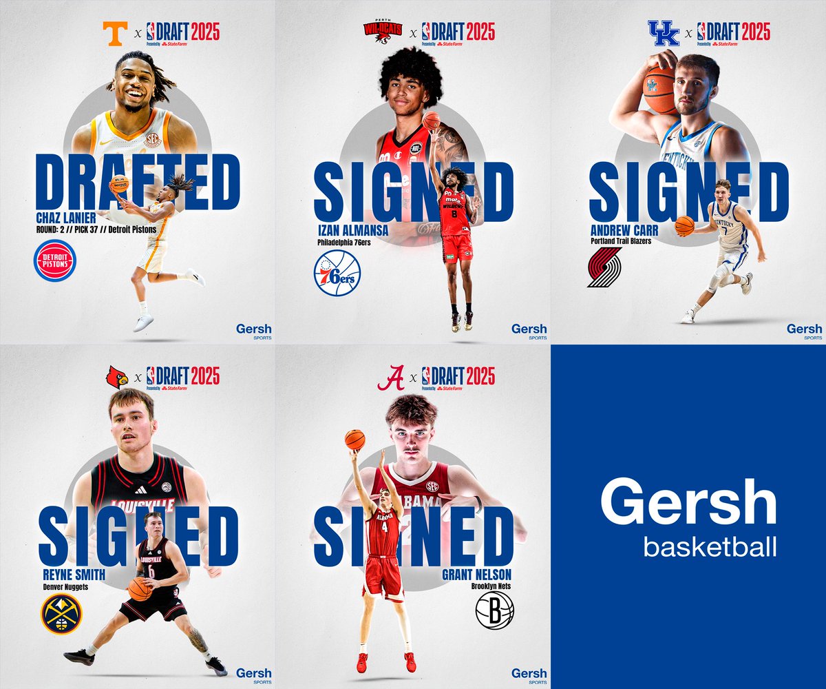 gershbasketball's tweet image. ICYMI Here’s where the guys are headed after last week’s #NBADraft 🔥
@Swaggychaz @izanalmansa @apc_andrew @reynesmith #GrantNelson