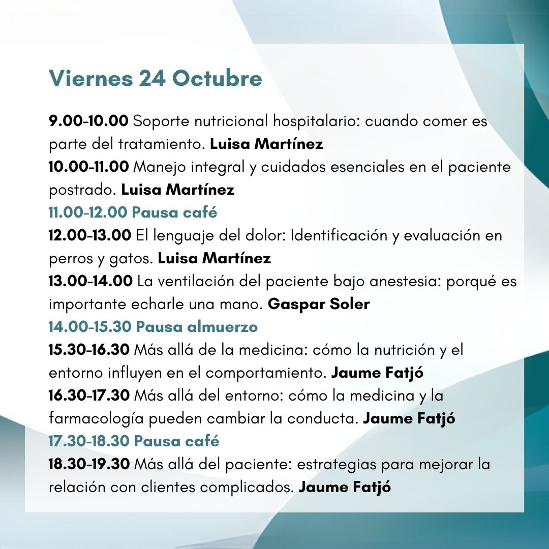 AVEPA_vet's tweet image. Si eres #ATV en el #CongresoAVEPASEVC 2025 te espera un programa científico hecho para ti: manejo del paciente crítico, dolor, anestesia, conducta, clientes difíciles… ¡y más!
📍 Sevilla, 24-25 oct
Info en avepa-sevc.onsitevents.com/programa-atvs
#Formaciónatv #Veterinaria #congresoatv #sevc2025