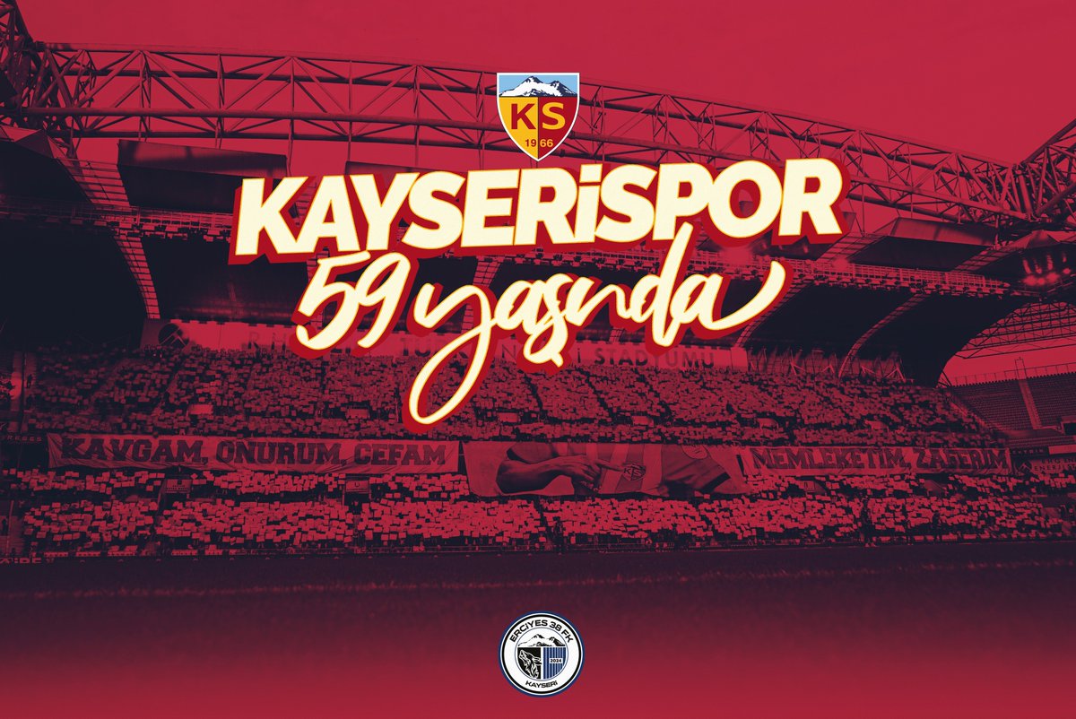 Avrupa'dan kupa alan son Türk takımı, Şehrimizi gururla Süper Lig'de temsil eden ve Türk futbolunun köklü çınarlarından dost kulübümüz Kayserispor'un 59. kuruluş yıl dönümünü en içten dileklerimizle kutluyoruz.

Sarı-kırmızı renklere gönül veren tüm Kayserispor camiasına saygı ve