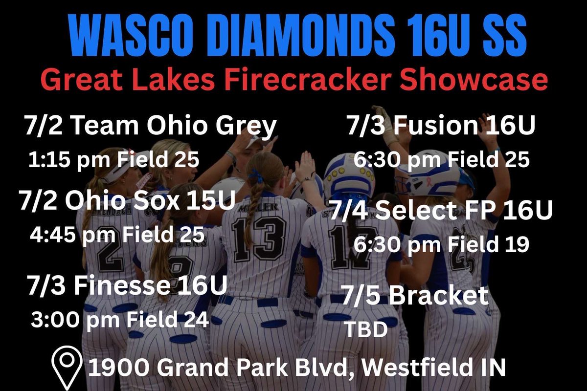 Come check out The Diamonds this weekend! ❤️🤍💙 <a href="/strickerwasco/">Wasco Diamonds 16U SS</a> <a href="/SueStricker1/">Sue Stricker</a> <a href="/coach2morrow/">Coach Morrow</a> <a href="/WascoDiamonds/">Wasco Diamonds</a> <a href="/suziemuenz/">Suzie Muenz</a> <a href="/RockUSoftball/">Rockhurst Softball</a> <a href="/LeeUSoftball/">Lee Univ Softball</a> <a href="/NKUNorseSB/">NKU Softball 🥎</a> <a href="/UUAthleticsSB/">Union University Softball</a> <a href="/GovsSB/">Austin Peay Softball</a>