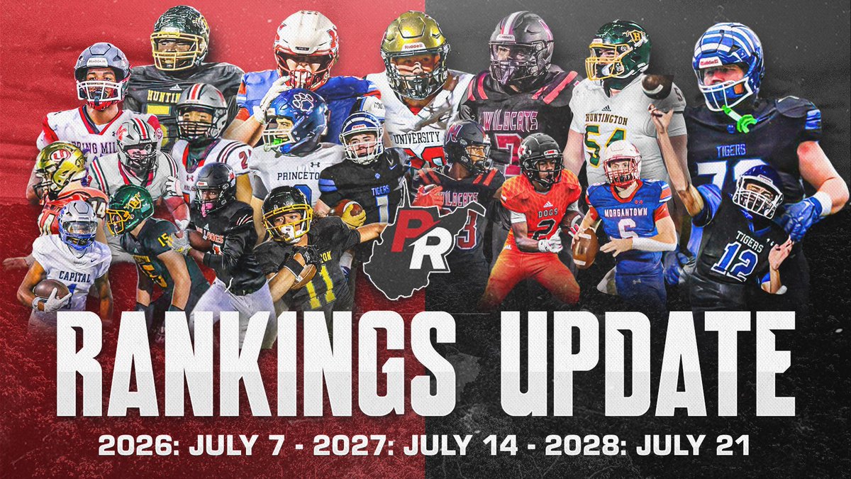 🚨Upcoming Rankings Updates🚨

🗓️July 7th: 2026 Class

200 ➡️ 250 Players Ranked

🗓️ July 14th: 2027 Class

75 ➡️ 100 Players Ranked 

🗓️July 21st: 2028 Debut‼️

Get those HUDL accounts updated with film! 

#wvprepfb