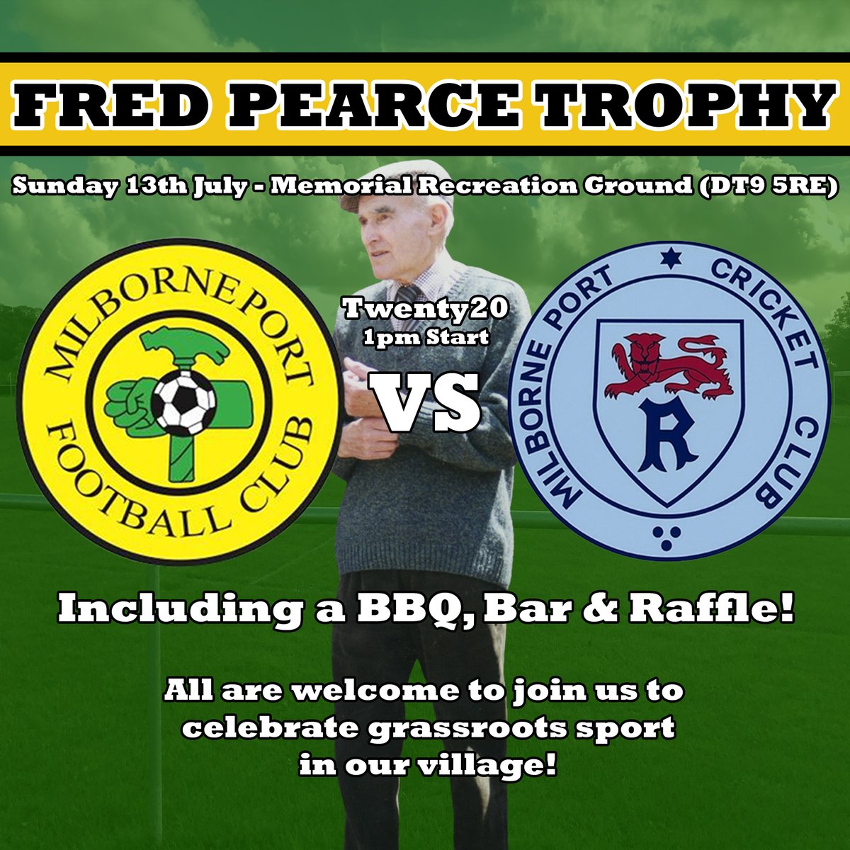 🏆 THE FRED PEARCE TROPHY RETURNS! 🏆

Sunday July 13th will see MPFC &amp; MPCC face off for The Fred Pearce Trophy in a 20/20 match!
There's also a raffle, a bar &amp; a BBQ to enjoy so come join us at the Memorial Recreation Ground for a great day celebrating sport in our village!