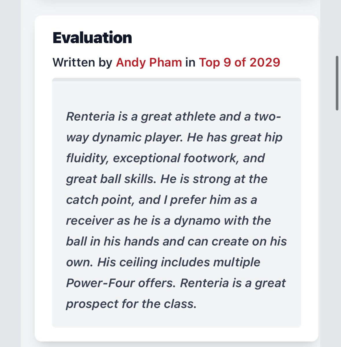 Mckrae Renteria (@mckraerenteria9) on Twitter photo Grateful to be ranked #7 in c/o 2029 ‼️ Only up from here 👐🏽
Thank you <a href="/Andy_Pham1/">Andy</a> for the write up #agtg #wr #milewr
<a href="/RossApoWR_EZ/">Ross Apo🇹🇴</a> <a href="/TheRidgeFBLL/">Mountain Ridge Football</a> <a href="/nick_robins10/">Nick Robins</a> <a href="/thedevenosborne/">Deven Osborne</a> Grateful to be ranked #7 in c/o 2029 ‼️ Only up from here 👐🏽
Thank you <a href="/Andy_Pham1/">Andy</a> for the write up #agtg #wr #milewr
<a href="/RossApoWR_EZ/">Ross Apo🇹🇴</a> <a href="/TheRidgeFBLL/">Mountain Ridge Football</a> <a href="/nick_robins10/">Nick Robins</a> <a href="/thedevenosborne/">Deven Osborne</a>
