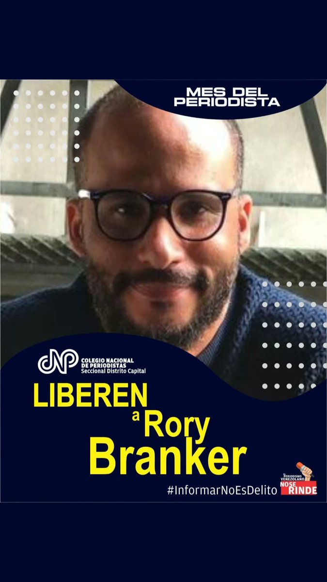 #30Jun | El Colegio Nacional de Periodistas de Caracas (<a href="/CNPCaracas/">CNP Caracas</a>) recordó que el periodista Rory Branker cumplió 131 días privado de libertad, tras ser detenido el #20Feb en Caracas. 

“Su paradero sigue siendo desconocido. Exigimos su liberación inmediata y claridad sobre su