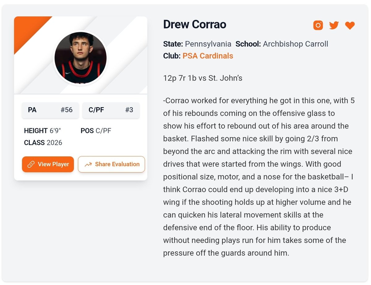 DrewCorrao's tweet image. Thank you, @PrepHoopsPA, for the write-up from Philly Live 2