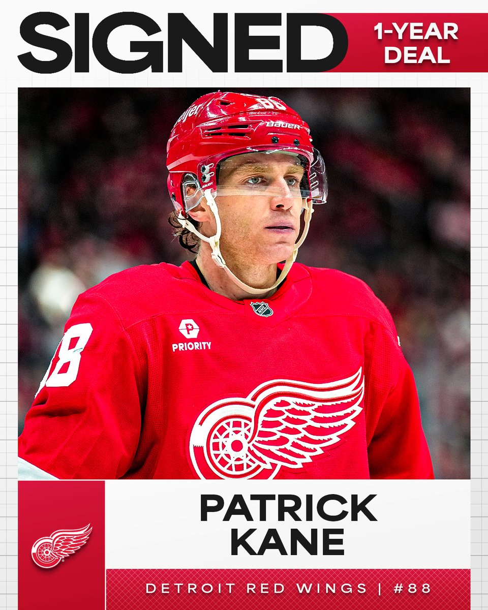 NHL (@nhl) on Twitter photo IT'S SHOWTIME IN DETROIT 🎬
Patrick Kane has signed a one-year deal with the <a href="/DetroitRedWings/">Detroit Red Wings</a>! 🪽 IT'S SHOWTIME IN DETROIT 🎬
Patrick Kane has signed a one-year deal with the <a href="/DetroitRedWings/">Detroit Red Wings</a>! 🪽