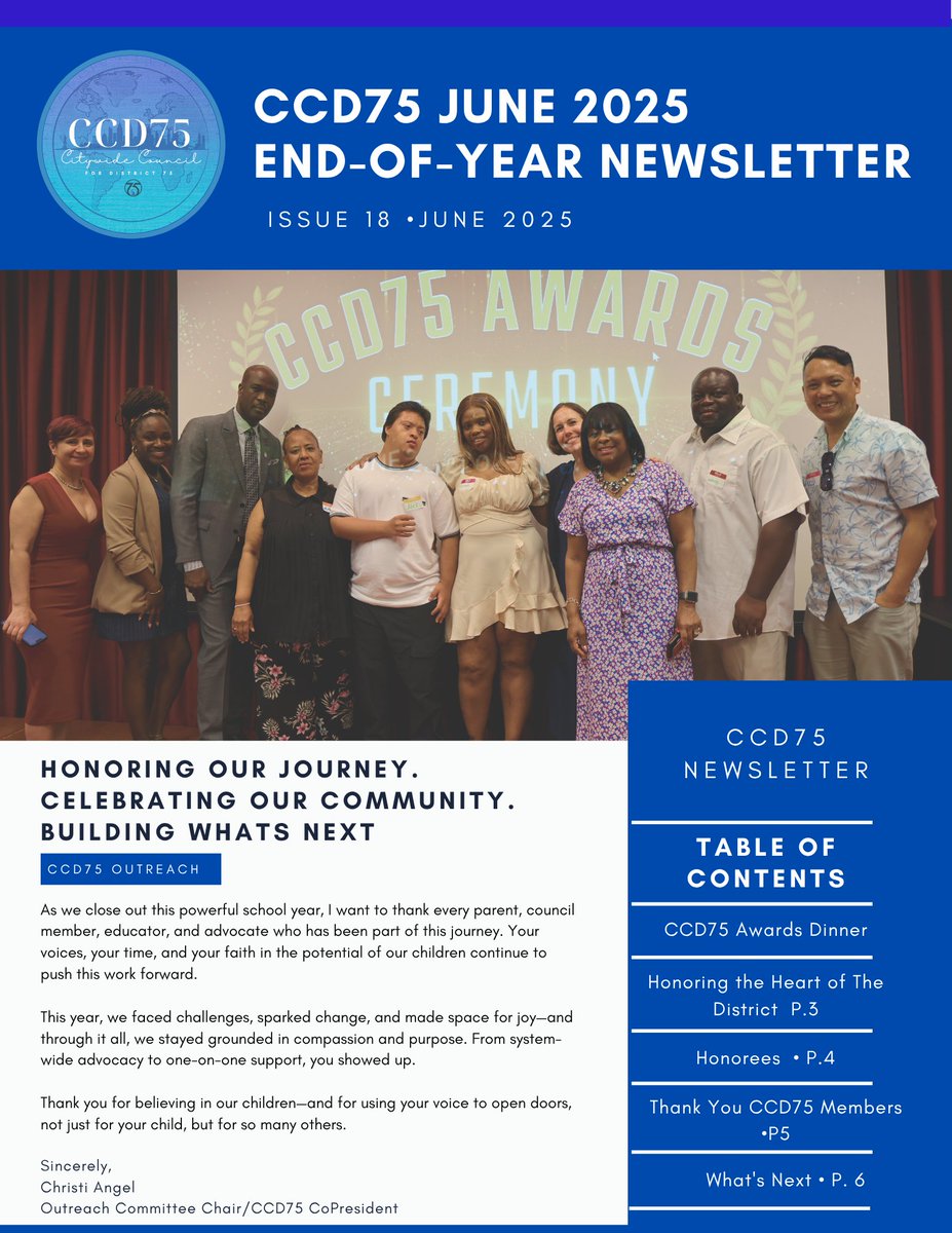 d75council's tweet photo. As we close out the school year, thank you to our council, families & partners. You showed up for 29K+ students across NYC. We pushed for more inclusion, support & truth—and we’re not done yet. Grateful for every voice. Let’s keep going. 💙 #CCD75 #DisabilityJustice https://t.co/yEzOh3K6RC