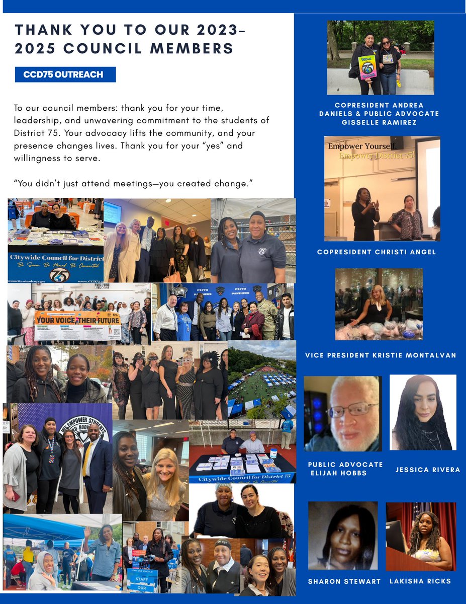 d75council's tweet photo. As we close out the school year, thank you to our council, families & partners. You showed up for 29K+ students across NYC. We pushed for more inclusion, support & truth—and we’re not done yet. Grateful for every voice. Let’s keep going. 💙 #CCD75 #DisabilityJustice https://t.co/yEzOh3K6RC